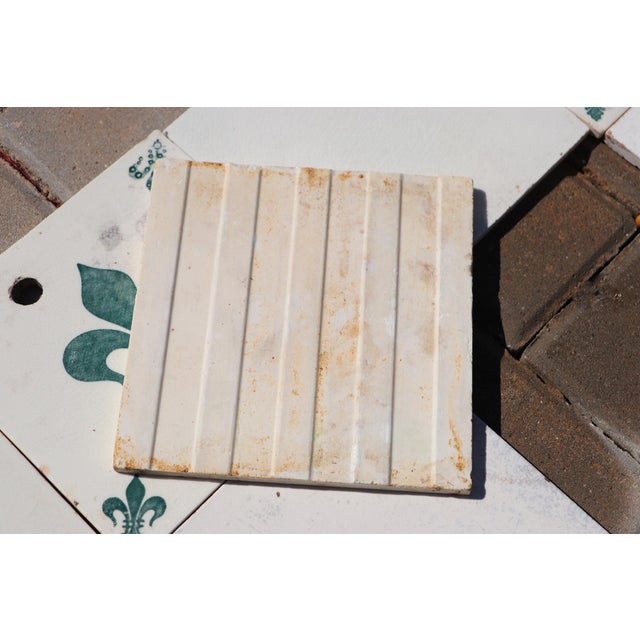 1900s Portuguese Fleur-De-Lis & White Large Antique Tiles Set of Twenty For Sale - Image 18 of 18
