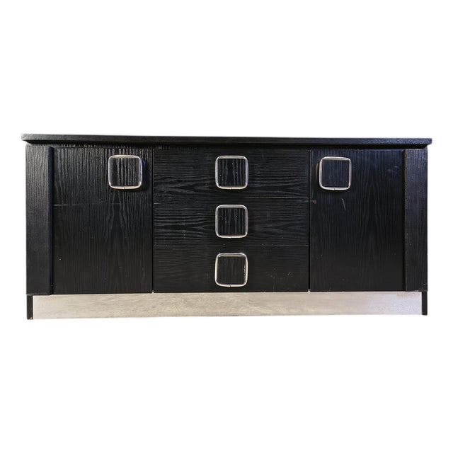 Vintage Black Wooden Cabinet, 1970s For Sale