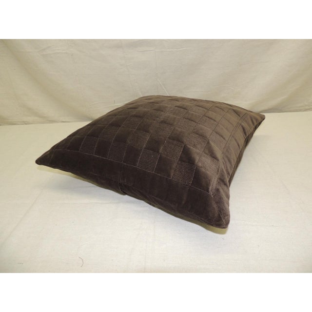2000 - 2009 Brown Check-Pattern Square Decorative Pillow From Portugal 18 X 18 For Sale - Image 5 of 5