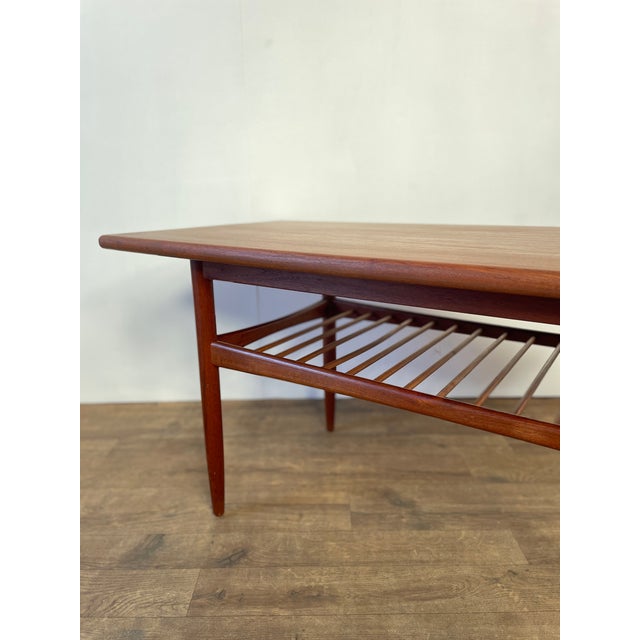 Mid-Century Modern Danish Teak Coffee Table with Slatted Shelf, 1960s For Sale - Image 4 of 18