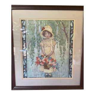 VTG Textile Fiber Art Floral Good Housekeeping Cover Hand Sewn Crewel Needlepoint For Sale