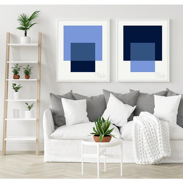 Mid-Century Modern The Interaction of Navy Blue and French Blue Fine Art Print 35" X 45" by Liz Roache For Sale - Image 3 of 7