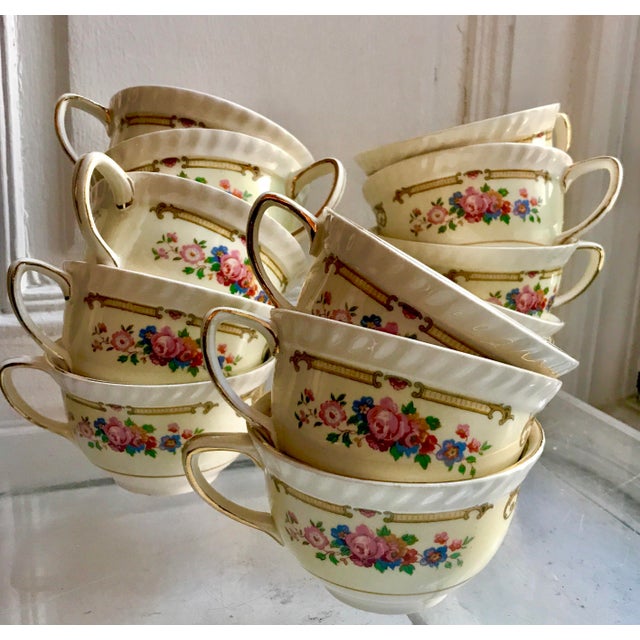 Antique Johnson Brothers Old English Punch Bowl Tea Cups Set of 13