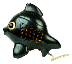 Mid-Century Austrian Black Ceramic Fish from Anzengruber Keramik, 1950s