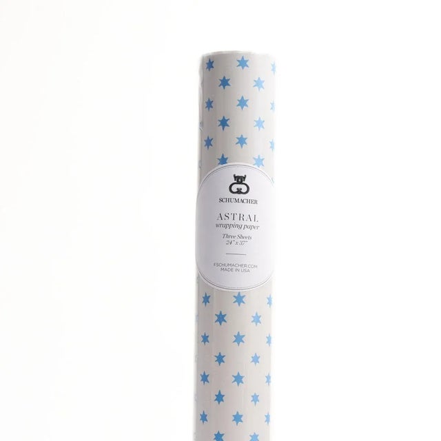 Contemporary Schumacher Astral Wrapping Paper in Blue For Sale - Image 3 of 4