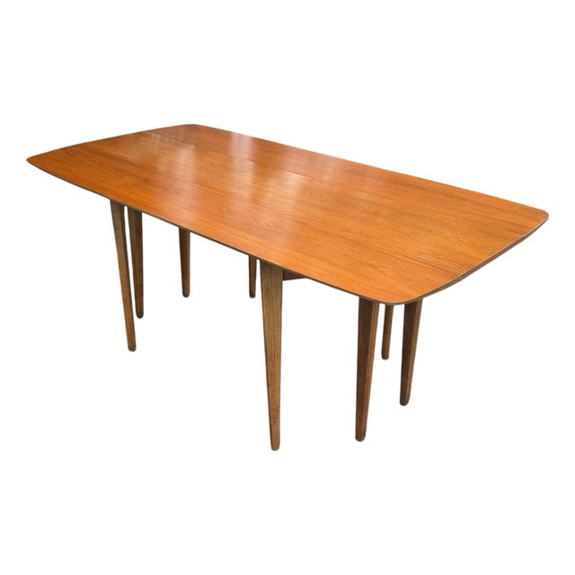 1957 John Van Koert for Drexel Profile K43 Walnut Drop-Leaf Dining Table For Sale