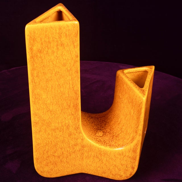 Space Age Sculptural Amber Ceramic Vase, Italy, 1970 For Sale - Image 12 of 18