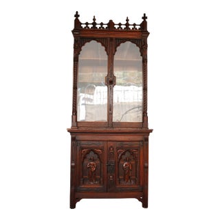 Gothic Revival Two Pieces Hunt Cabinet For Sale