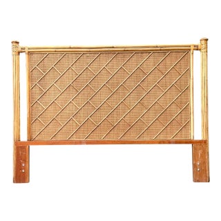 Vintage Bamboo and Wood King Headboard For Sale