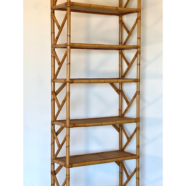 Wicker and Bamboo Bookcase, 1970s For Sale - Image 4 of 11