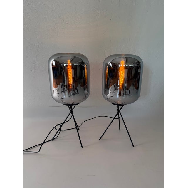 Floor Lamps with Mirrored Smoked Glass, 2000s, Set of 2 For Sale - Image 9 of 9