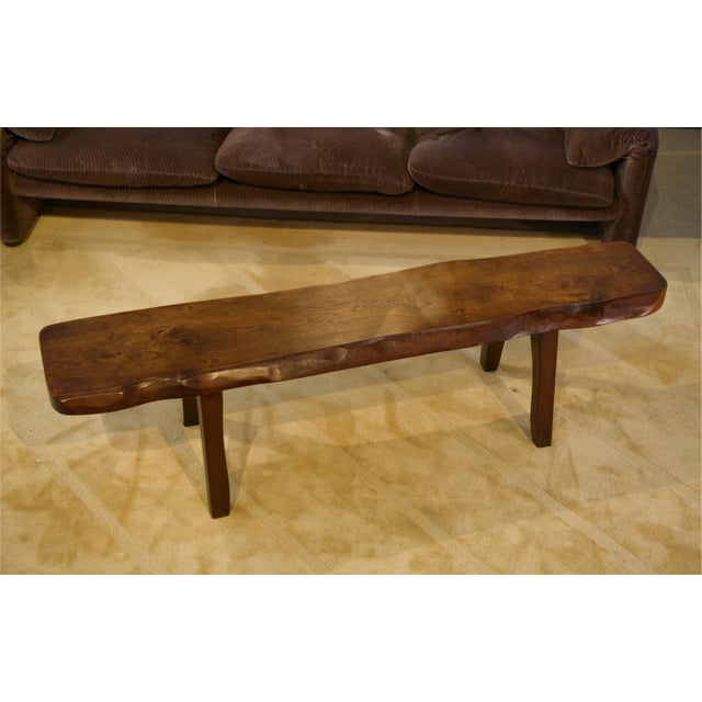 Brown Brutalist Elm Bench from Aranjou, 1950s For Sale - Image 8 of 11