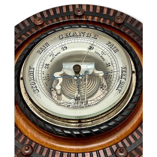 Beautiful and Fine Quality Antique Carved Mahogany Wall Barometer With Transparent Glass Dial - Circa 1890s For Sale - Image 11 of 18
