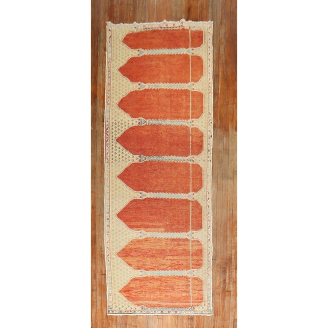 2nd quarter of the 20th century Turkish Runner with a column scroll motif pattern throughout 3'10'' x 11'7''