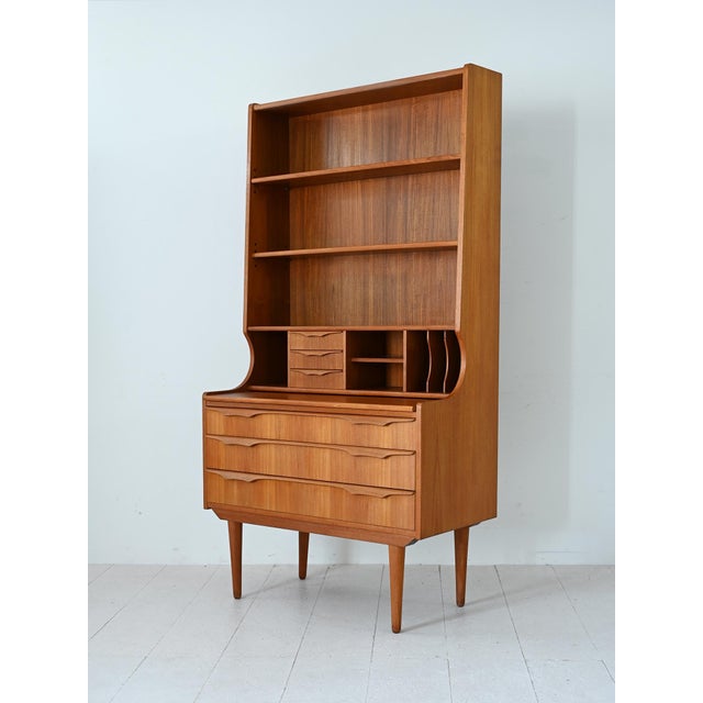 1950s Scandinavian Bookcase with Foldaway Desk, 1950s For Sale - Image 5 of 12