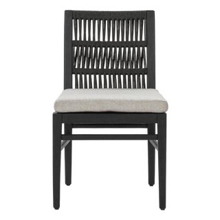 Palma Modern Black Weave Outdoor Dining Chair For Sale