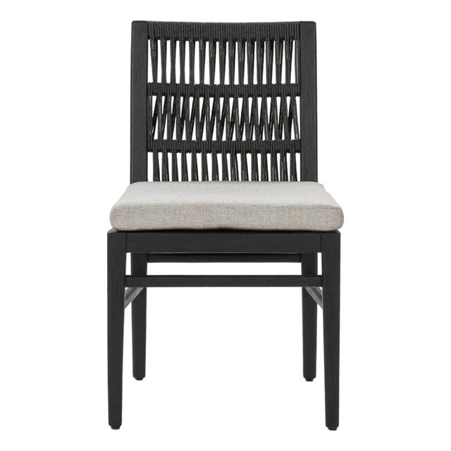 Palma Modern Black Weave Outdoor Dining Chair For Sale