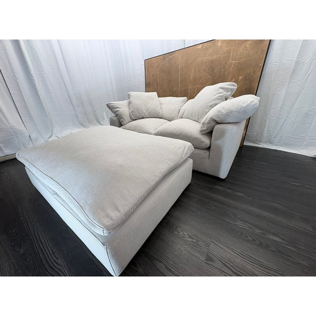 Rh Cloud Modular Sectional 3-Piece Configuration | Dove | Perennials® Performance Textured Linen Weave For Sale - Image 16 of 18
