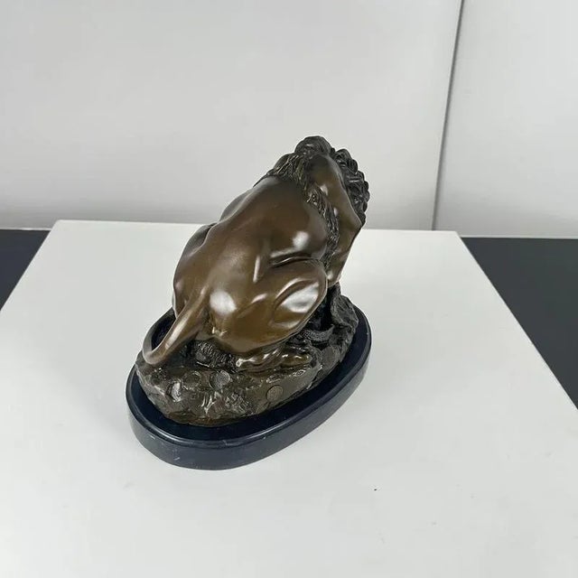 After A. Barye, Lion with Snake, 20th Century, Bronze For Sale - Image 11 of 17
