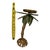 Late 20th Century Tropical Palm Tree Pillar Candle Holders - Set of 3 - Cast Metal - Gold & Verdigris - Coastal Maximalist For Sale - Image 10 of 12
