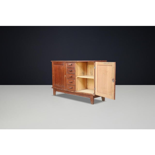 Patinated Oak Sideboard by René Gabriel, France, 1940s For Sale - Image 9 of 10