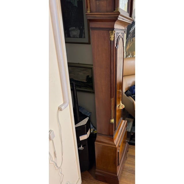 Mid 18th Century George II Mahogany Grandfather Clock in Ornately Detailed Case For Sale - Image 10 of 12