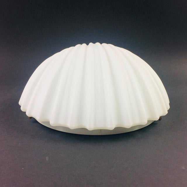 1970s Large Minimalist Shell-Shaped Opaline Glass Wall Lights from Limburg, Germany, 1970s, Set of 2 For Sale - Image 5 of 11