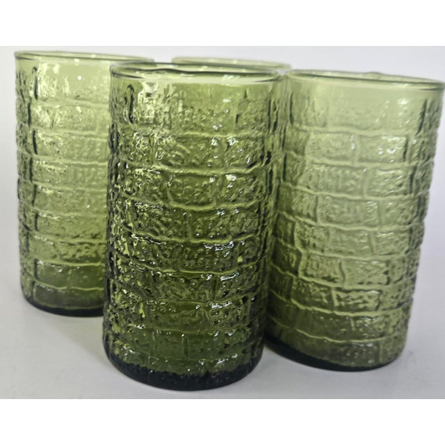 Vintage Avocado Brick Tumblers- Set of Four For Sale - Image 4 of 13