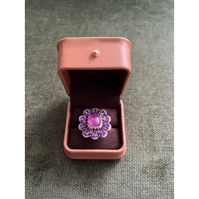 Classic Italian Bochic "Capri" Ruby & Amethyst Ring Set In 18K Gold & Silver For Sale - Image 11 of 18