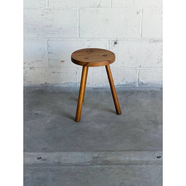 Wood Vintage Danish Mid Century Modern Solid Wood Milking Stool Tripod Side Table For Sale - Image 7 of 8