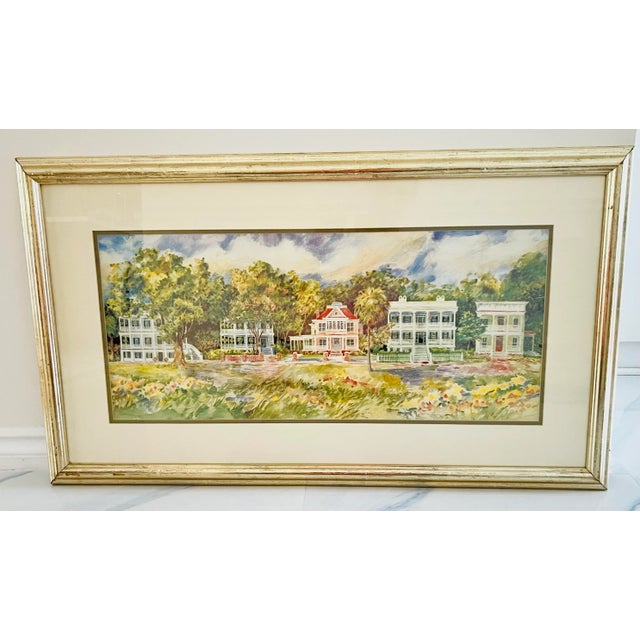 Vintage 1990s 'Low Country Bed and Breakfast' - Carolina - Americana - Watercolor Painting Print by Barbara Shipman, Matted & Framed For Sale - Image 10 of 10