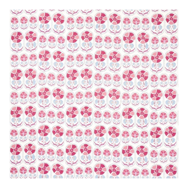 Sample - Schumacher Anjuna Floral Linen Print Fabric in Mulberry For Sale
