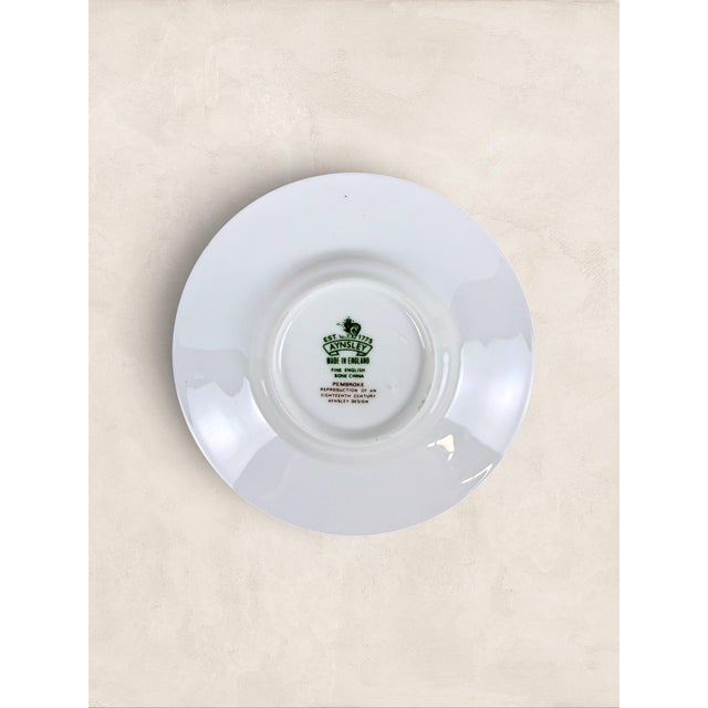 Vintage Aynsley Pembroke Fine English Bone China Demitasse Cup, Saucer & Side Plate Trio For Sale - Image 4 of 11
