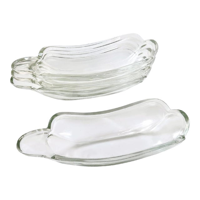 Vintage Banana Split Serving Dishes, Hot Dog Glasses, Boat Dishes, Set of 4 For Sale