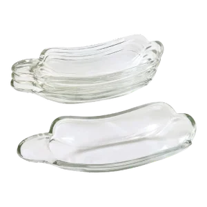 Vintage Banana Split Serving Dishes, Hot Dog Glasses, Boat Dishes, Set of 4