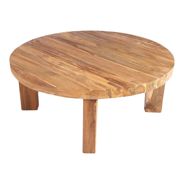Modern Round Teak Coffee Table For Sale