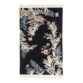 Black Vintage Chinese Art Deco Rug, 05'06 X 08'07 For Sale