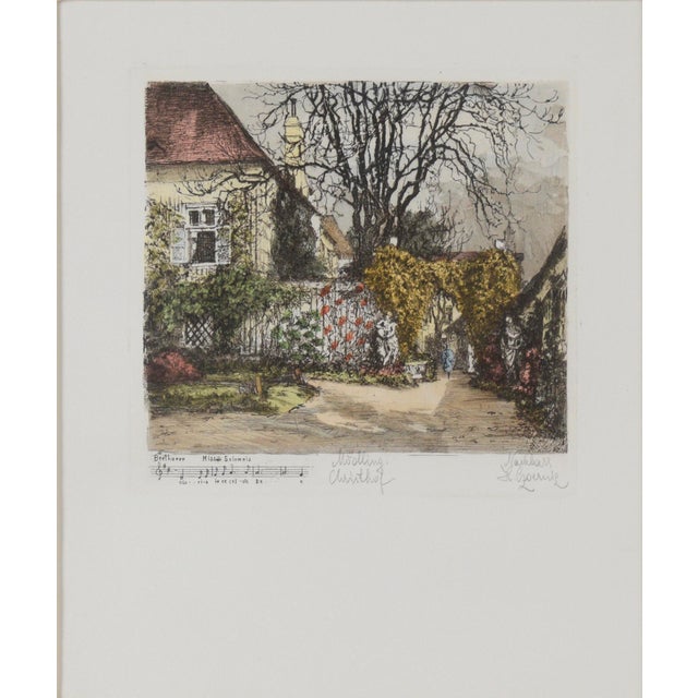 Beethovens Residence at Mödling - Vintage Colored Etching by Henry Goering WWII Hand colored etching of the Christof House...