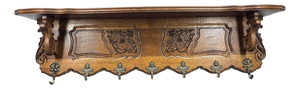 French Oak 7-Hook Wall Coat Rack