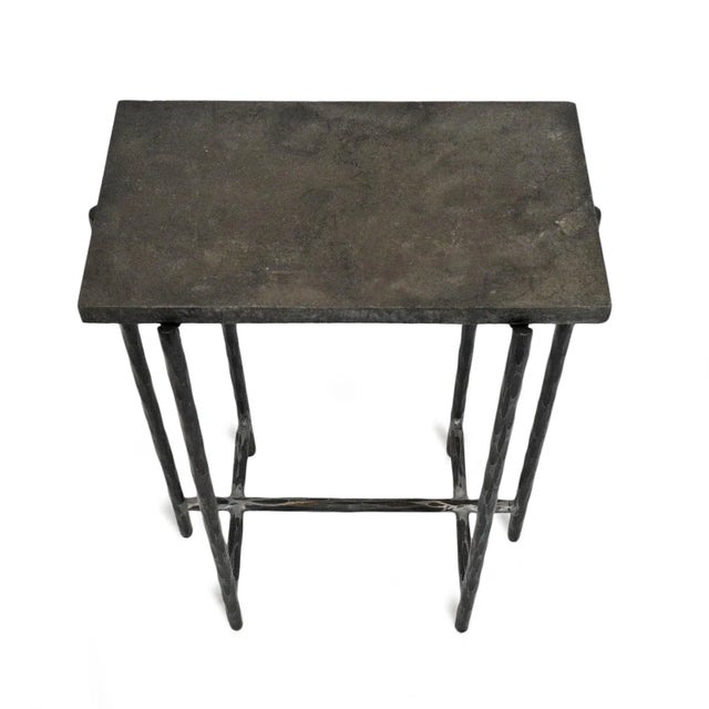 Contemporary Grey Smoke Slate Side Table For Sale - Image 3 of 8