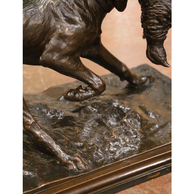 Late 19th Century Late 19th Century German Brass & Plaster Hunting Dog Sculpture by Emil Wünsche For Sale - Image 5 of 14