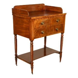 Antique American Federal Mahogany Sheraton 3 Drawer Server Chest New England, Circa 1810 For Sale