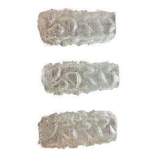Vintage Doria Leuchten Wall Sconces - Hand-Worked Murano Ice Glass - Set of 3 For Sale