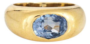 2.90ct Ceylon No Heat Sapphire Ring Cert 18k Gold Sz 6.25 Wide Band Vintage