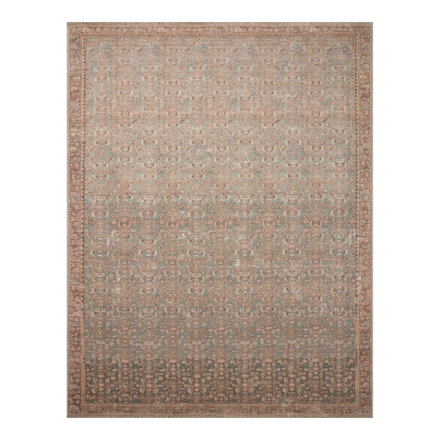 Angela Rose x Loloi Aubrey Rug Blue / Terracotta 2'-0" x 5'-0" Accent Rug For Sale
