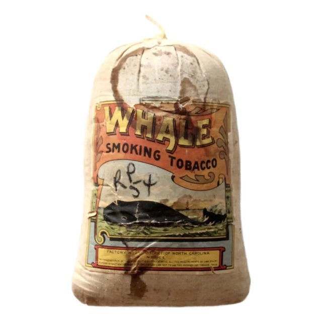 Antique Whale Smoking Tobacco Cloth Pouch For Sale