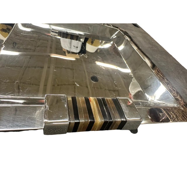 1990s Airedelsur Jujoy Silver Serving Tray by Marcelo Lucini Argentina Horn Handles For Sale - Image 5 of 5