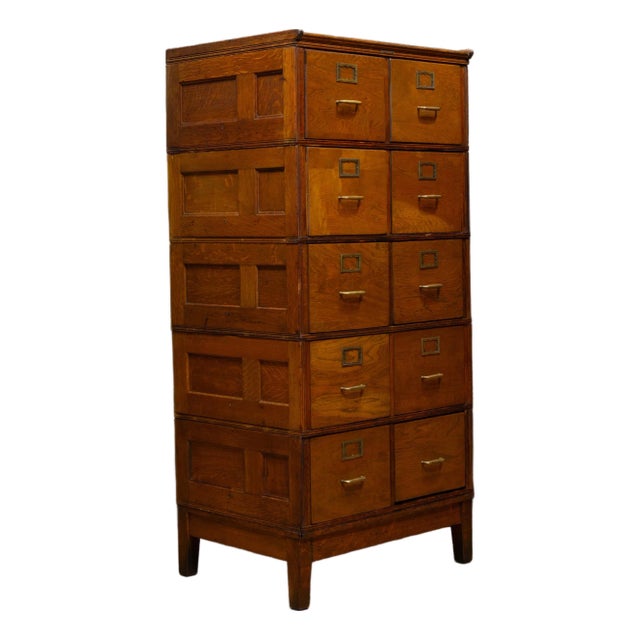 Monumental Yawman and Erbe Oak Five-Section Modular File Cabinet c.1910 For Sale