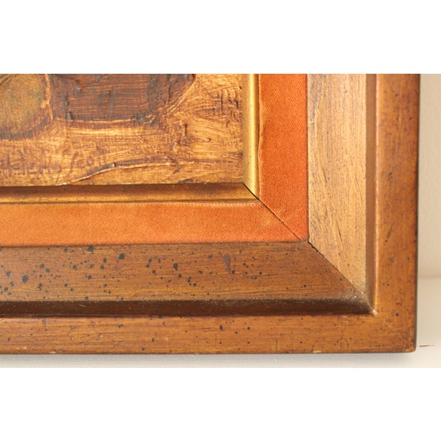 Original Oil Painting on board "Pears in Bowl" Signed lower Left. Presented in a carved Mid-Century hardwood frame, with a...