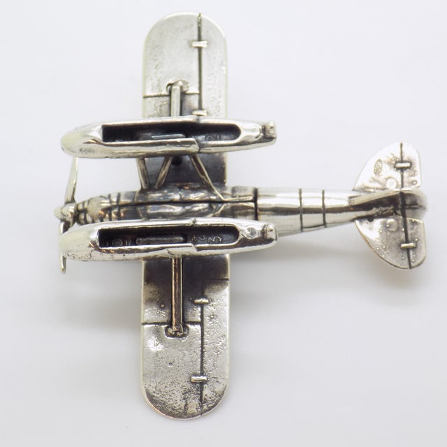 Vintage Italian Handmade Genuine Silver Seaplane Floatplane Figurine Miniature Sculpture, 1970s For Sale - Image 10 of 16